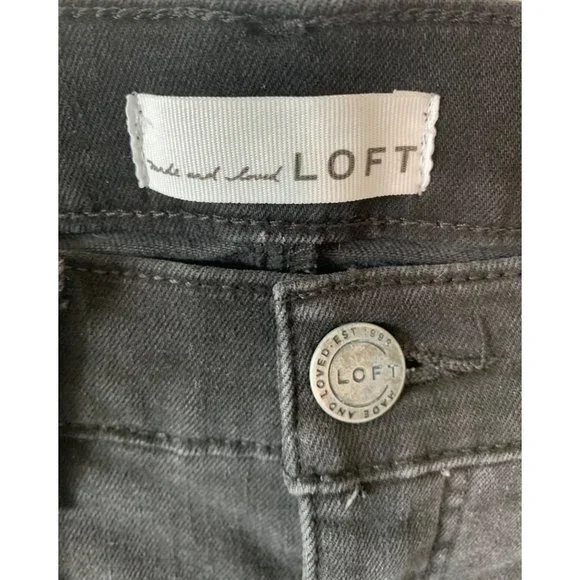 LOFT Made And Loved Black Denim High-Rise Waist Animal Print Cuff Skinny Jeans 8 - Picture 3 of 7